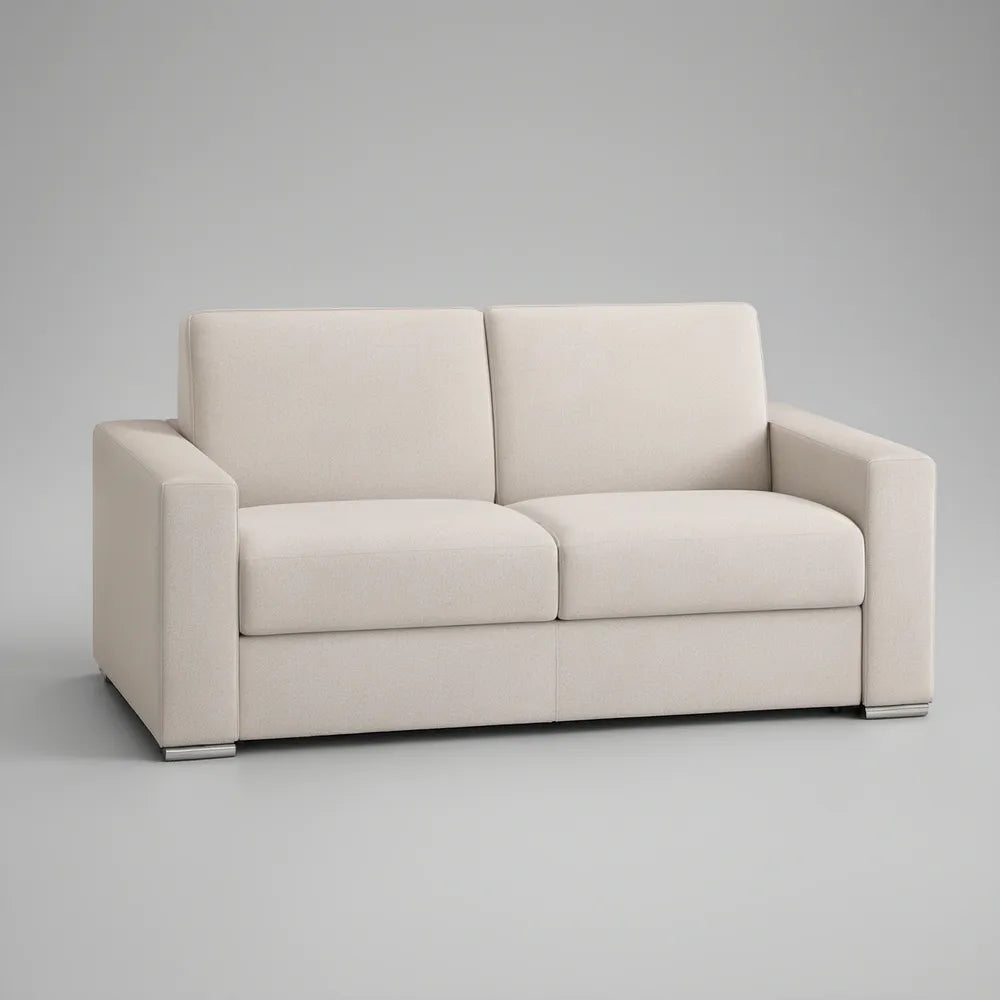 Cream Polyester Upholstered Loveseat, 64 x 35 x 34 in