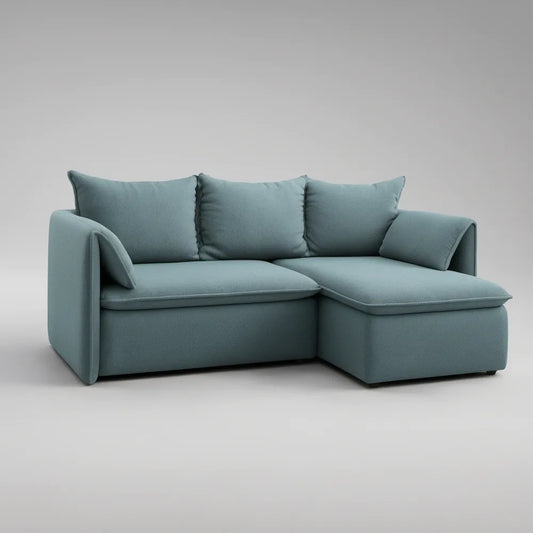 Blue Gray Right-Facing Chaise Sectional Sofa, 82 in W x 54 in D x 34 in H
