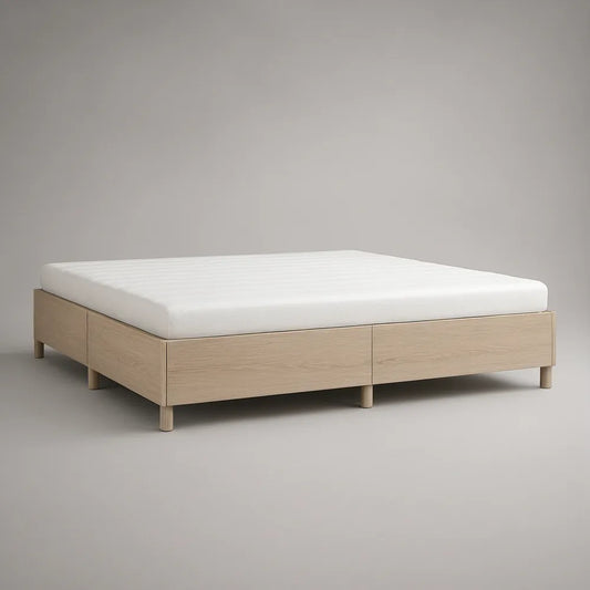 Queen Light Oak Storage Platform Bed Frame, 82 x 62 x 17 in, MDF and Particleboard