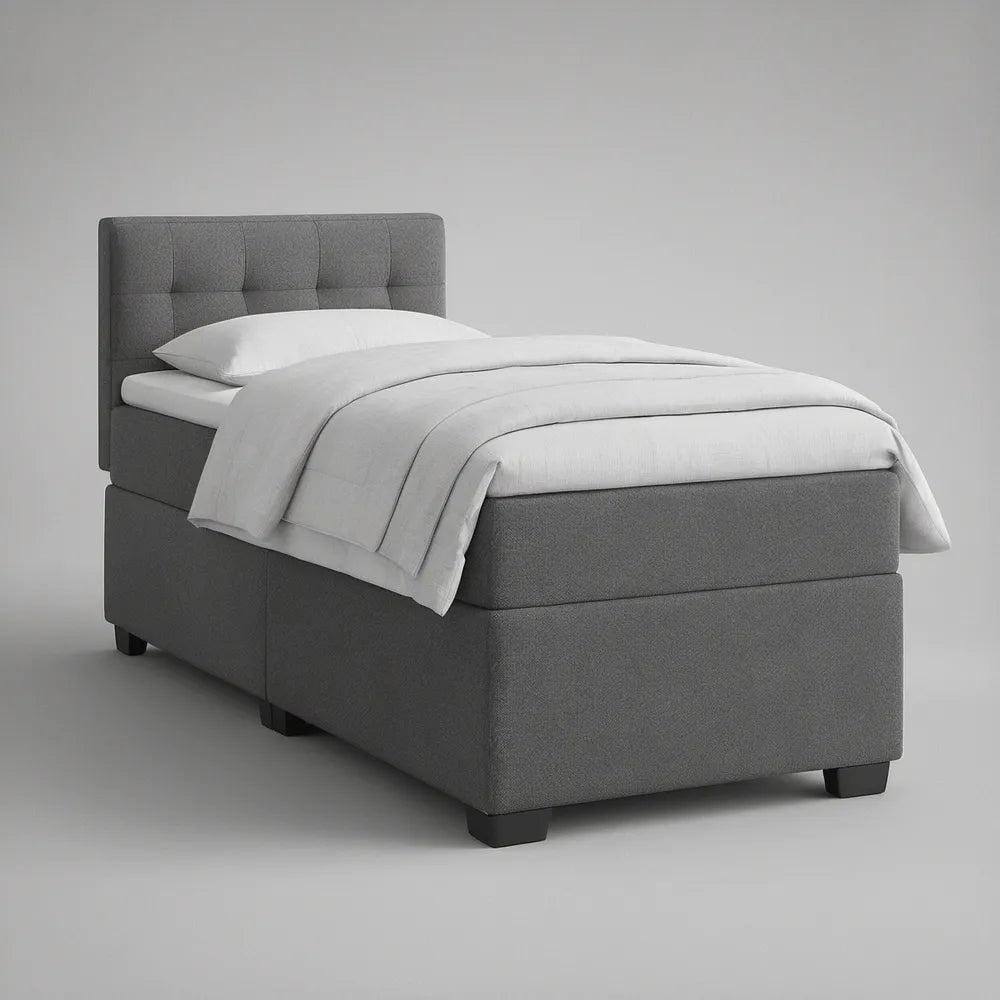 Twin Upholstered Platform Bed with Tufted Headboard, 42 x 80 x 45 in, Gray