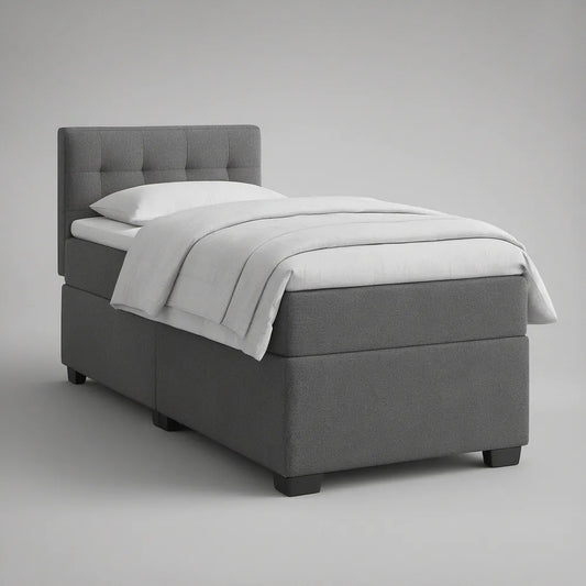 Twin Upholstered Platform Bed with Tufted Headboard, 42 x 80 x 45 in, Gray