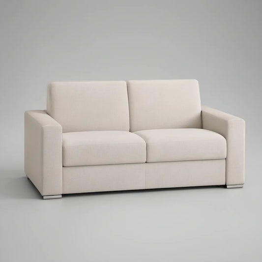 Cream Polyester Upholstered Loveseat, 64 x 35 x 34 in